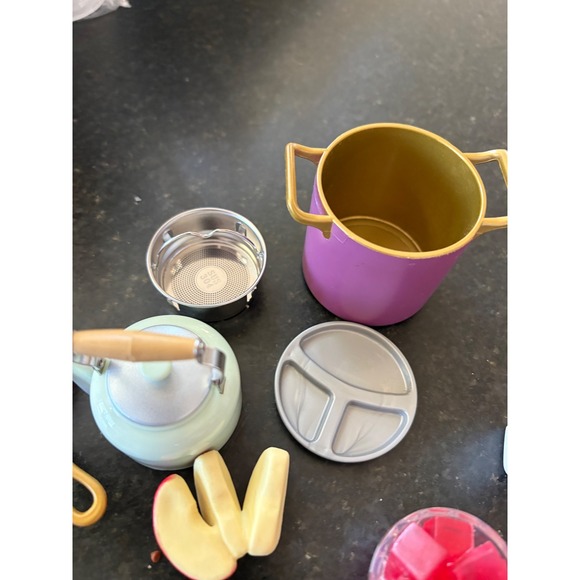 American girl doll lot kitchen accessories 49 pieces food pots cups plate plates - Picture 9 of 10